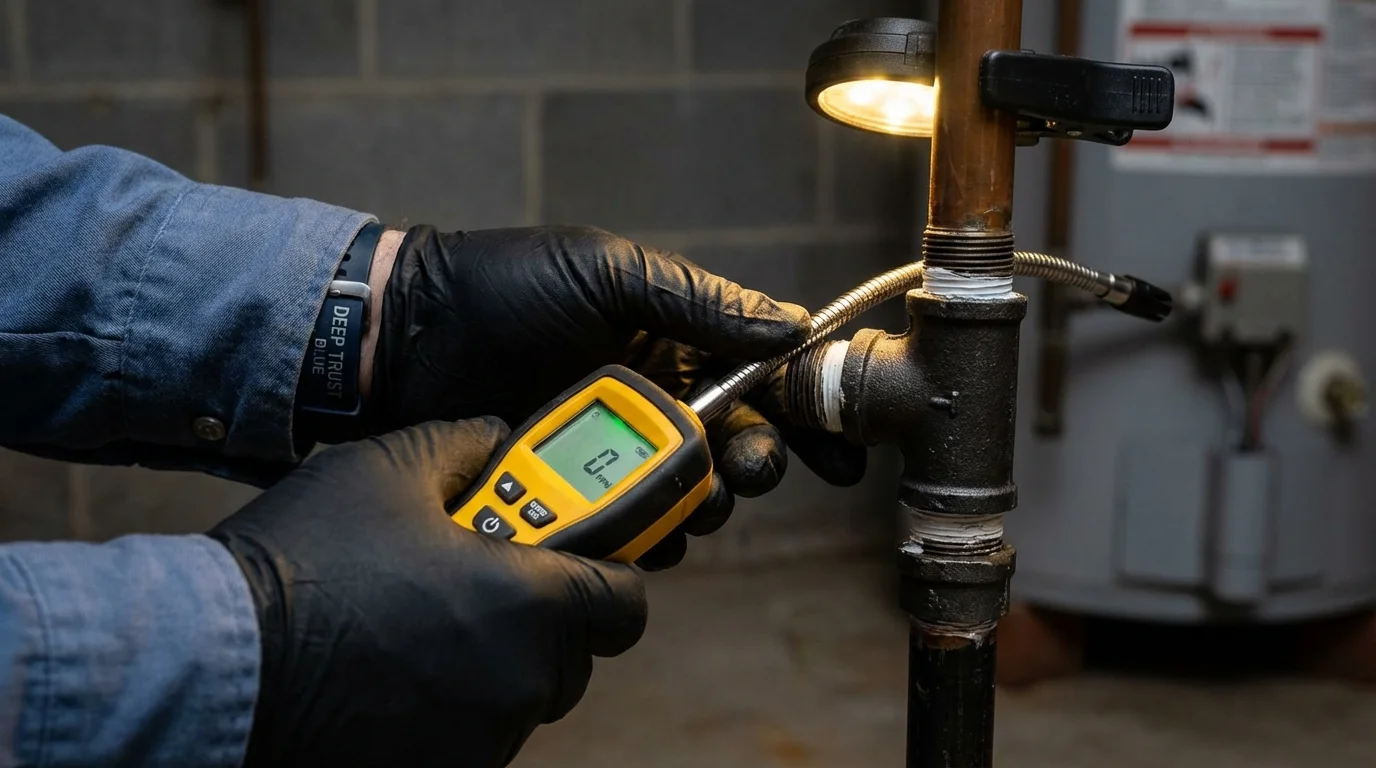 Gas leak detection with electronic sniffer by Johns Plumbing LLC in Somers